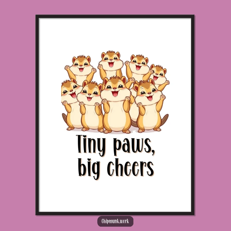 Funny Kawaii Chipmunk Celebration Digital Art: Cute Print!
