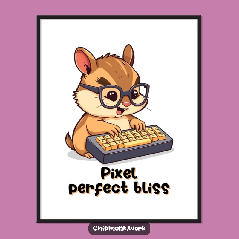 Funny Techie Chipmunk Digital Art: Chibi Rodent's Intense Typing