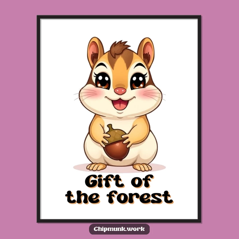 Funny Happy Chipmunk Digital Art: Rodent's Joyful Scene, A Trendy Funny Gift for Walls
