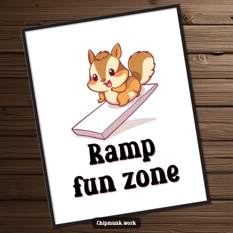 Funny chimpanzee art print, cheerfully sliding down a paper ramp, digital download, energetic happy art.