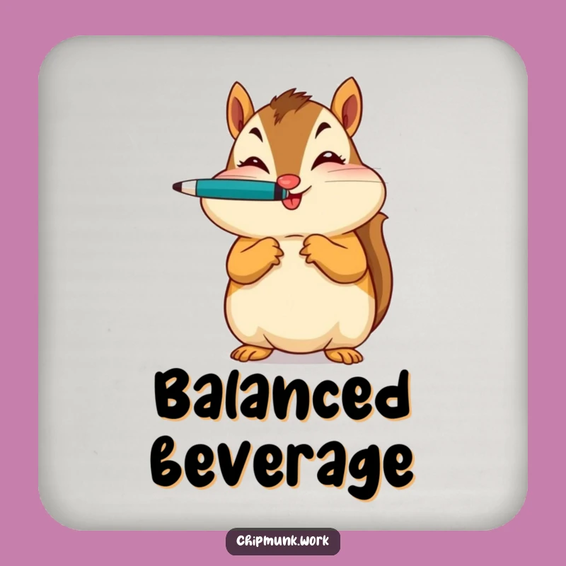 Funny Chipmunk Bar Coaster - Witty Pen Balancing Table Protector