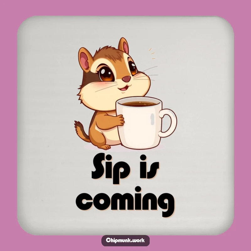 Funny Chipmunk Coffee Coaster Set: Wide-Eyed Admirer's Mug Protector