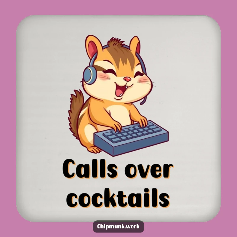 Funny Chipmunk Headset Coaster: Hilarious Gamer Protection for Drinks
