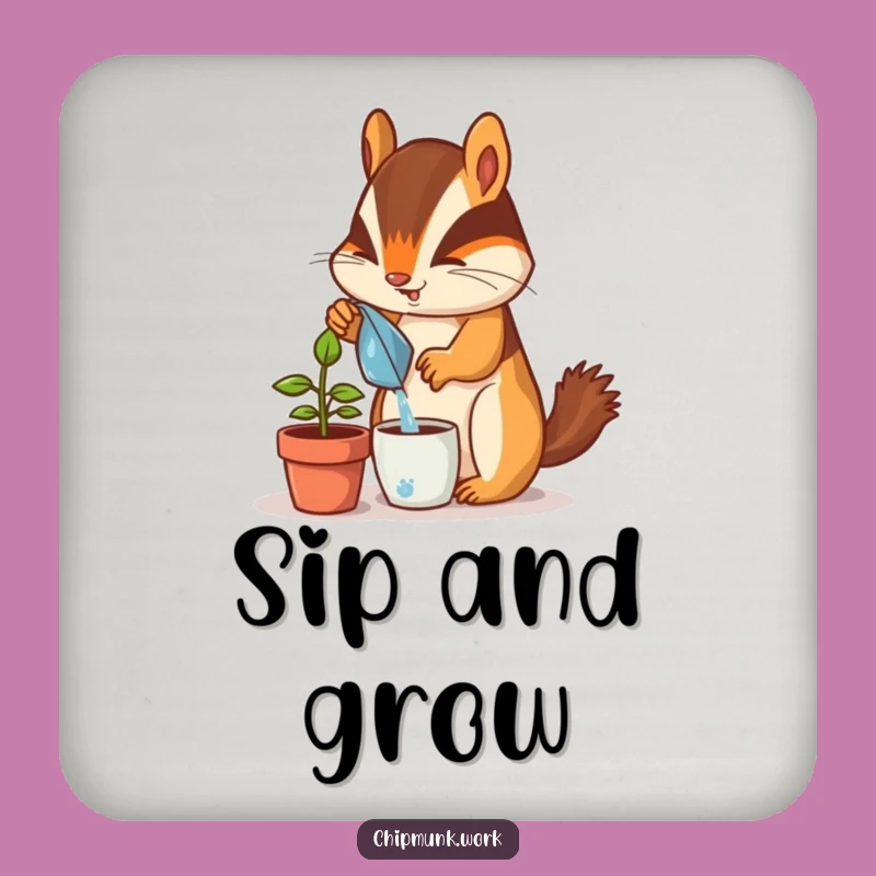Funny Chipmunk Plant Coaster Set: Desk Protection, Unique Funny Gift
