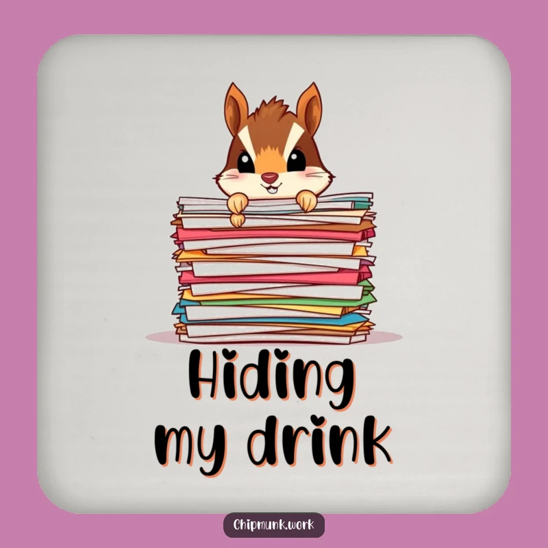 Funny Chipmunk Paper Mound Coaster Set: Peeking Rodent Protection, Gift