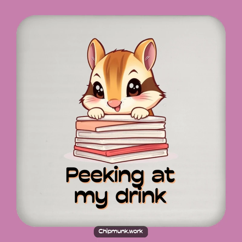 Funny Chipmunk Coaster: Curious Paper Peek Art, Unique Desk Gift