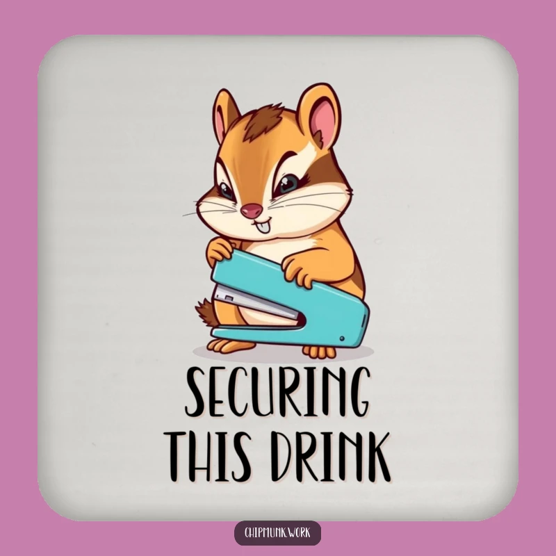 Funny Determined Chipmunk Coaster: Secure Your Surfaces with Humor
