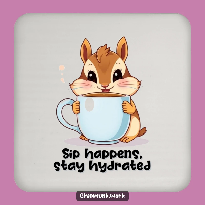 Funny Chipmunk Coaster: Protect Surfaces With Wide-Eyed Coffee Art, Unique Gift