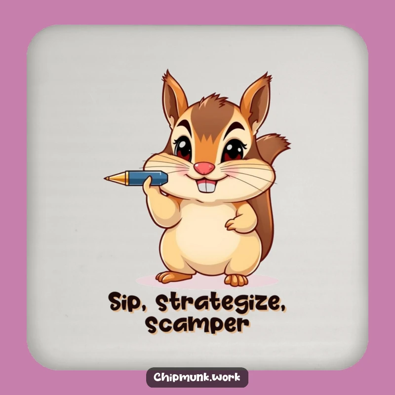 Funny Chipmunk Pen Balance Coaster Set - Protect Surfaces with Humor