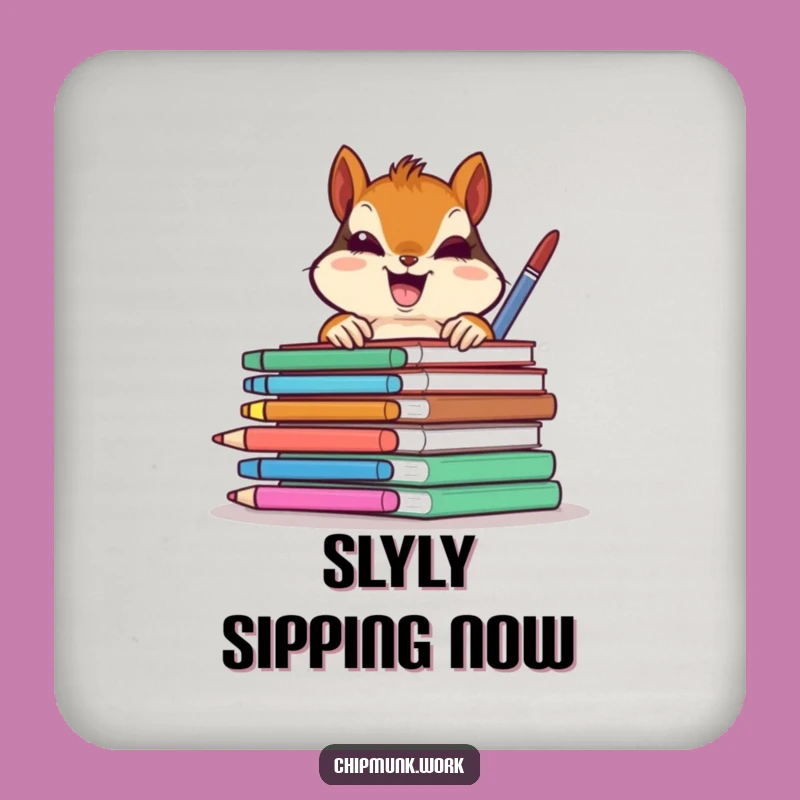 Funny Chipmunk Office Peek Coasters: Gleeful Protection, A Humorous Gift Set