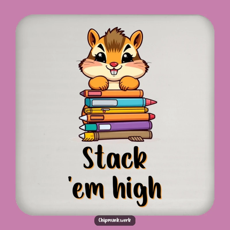 Funny Chipmunk Coaster - Determined Office Stacker