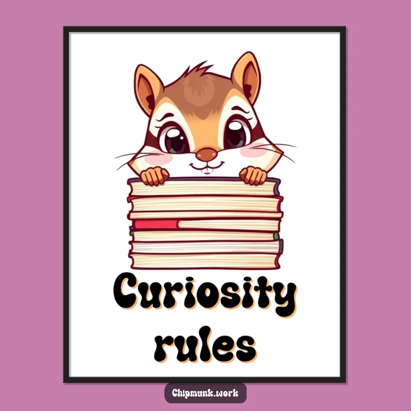 Funny Chipmunk Poster - Curious File Peeker