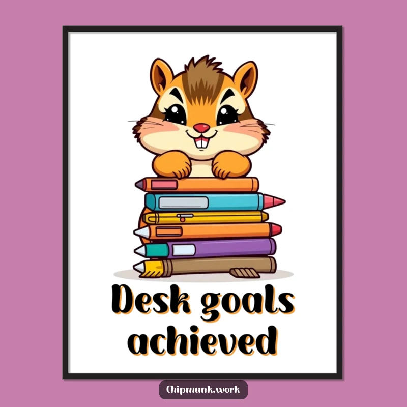 Funny Chipmunk Poster - Determined Office Stacker