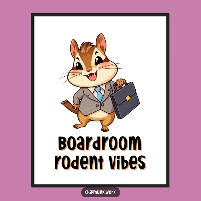 Funny Business Chipmunk Poster: Dapper Rodent Art, A Striking Funny Gift for Offices
