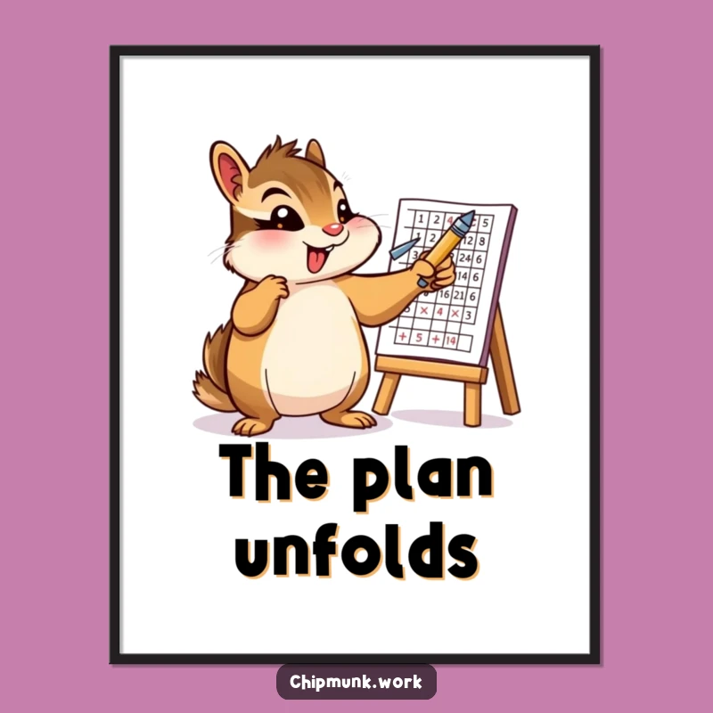 Funny Chipmunk Chart Poster: Energetic Rodent Art, Perfect Funny Gift!