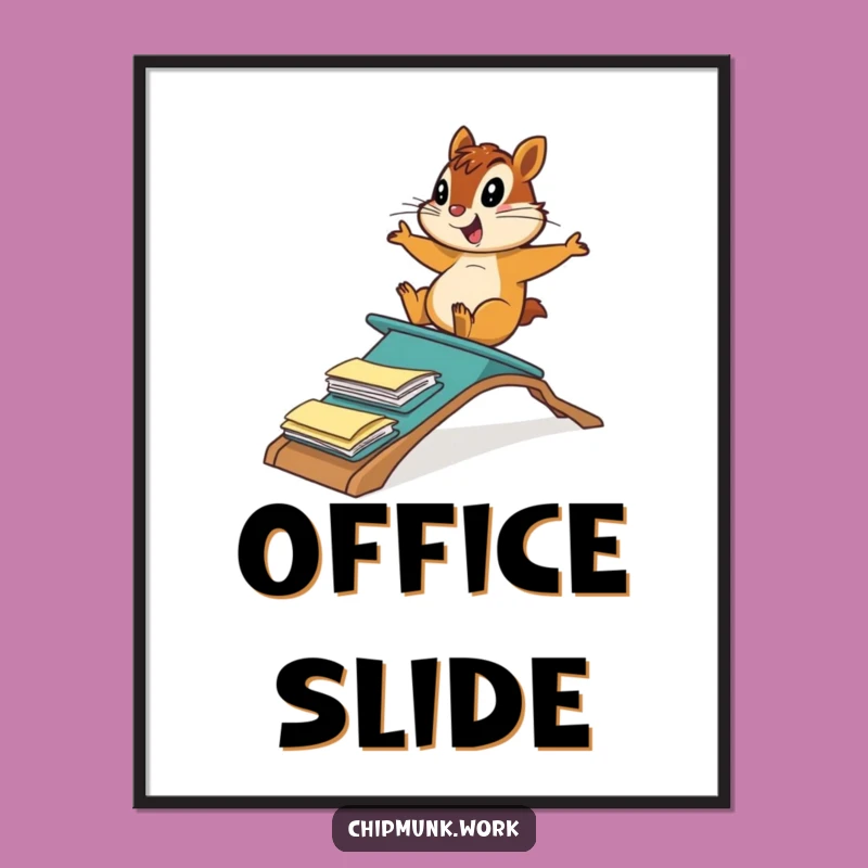 Funny Chipmunk File Folder Ramp Poster: Office Humor Art
