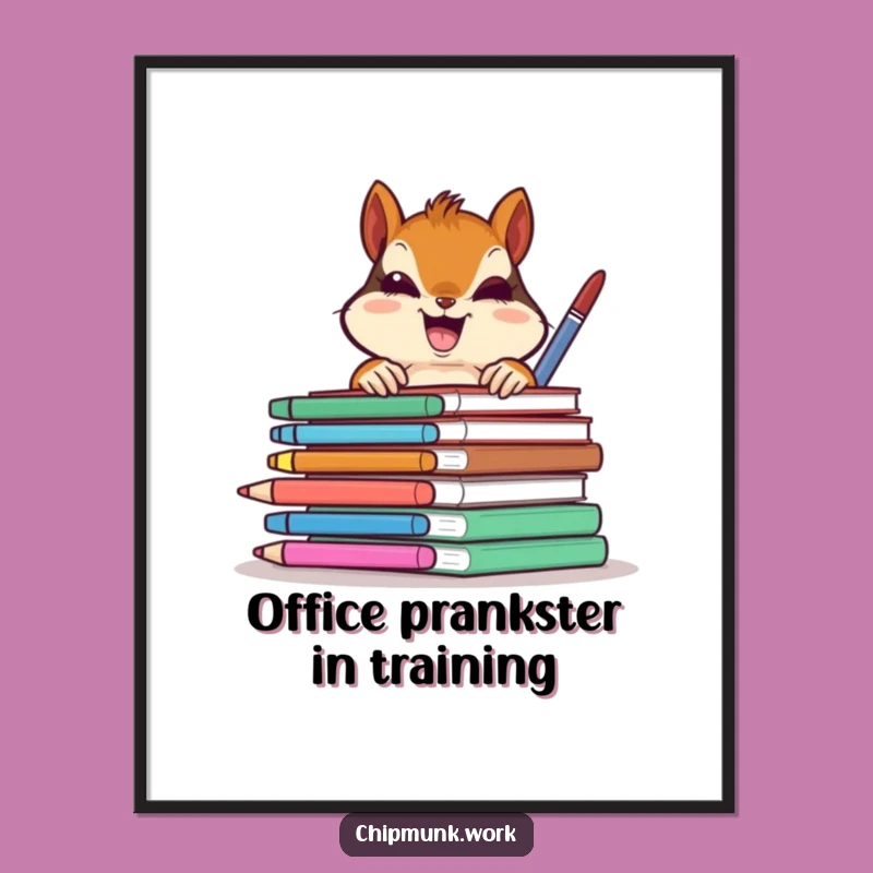 Funny Chipmunk Office Peek Poster: Gleeful Surprise Art, A Hilarious Gift