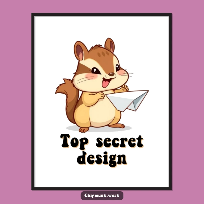 Funny Chipmunk Poster - Proud Paper Airplane Presenter