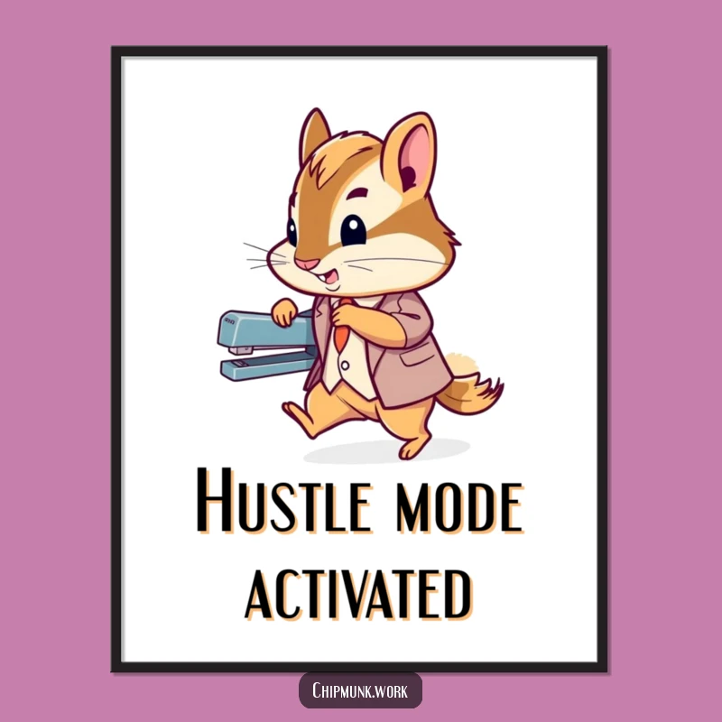 Funny Chipmunk Suit Poster: Hilarious Tiny Agent Wall Art for Office Decor