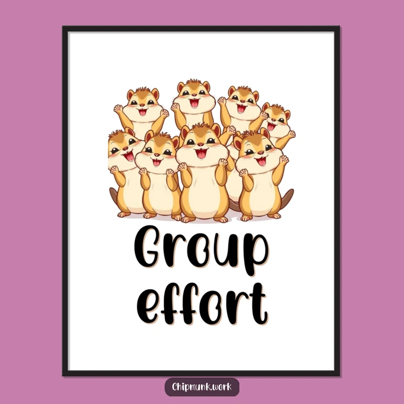 Funny Kawaii Chipmunk Celebration Poster: Adorable Wall Art!