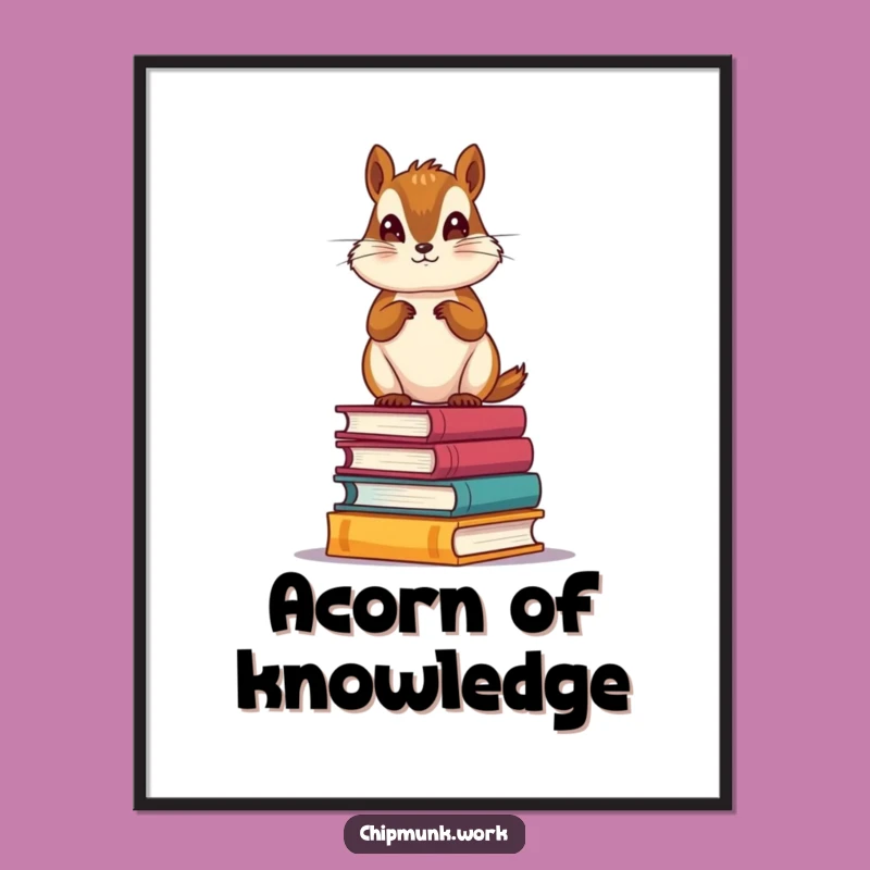 Funny Scholar Chipmunk Poster: Whimsical Book Lover Wall Art Gift!