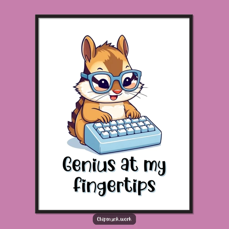 Funny Chipmunk Typist Poster: Geeky Chipmunk Art, A Hilarious Wall Decor Gift