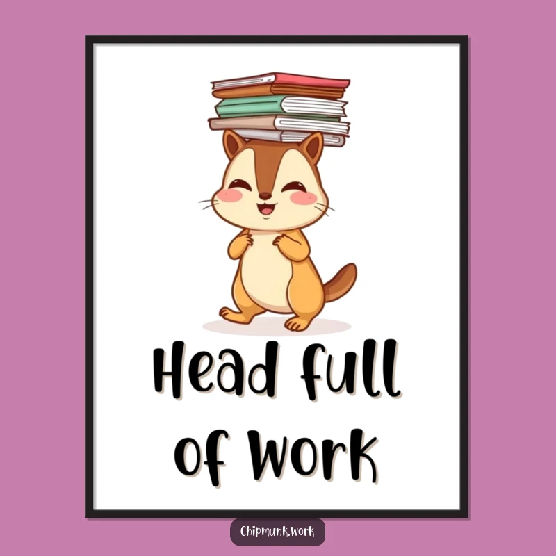Funny Chipmunk Paper Stack Poster: Motivational Office Art