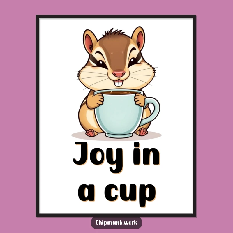Funny Chipmunk Coffee Art Poster - Goofy Sipper Wall Decor