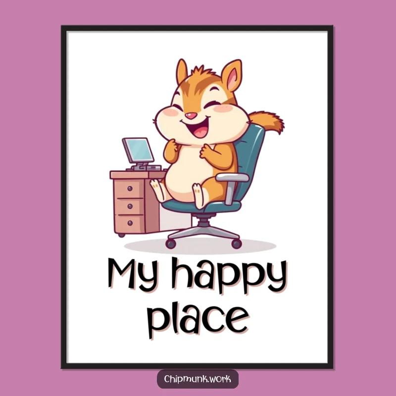 Funny Office Chipmunk Poster: Hilarious Desk Decor Wall Art Gift!