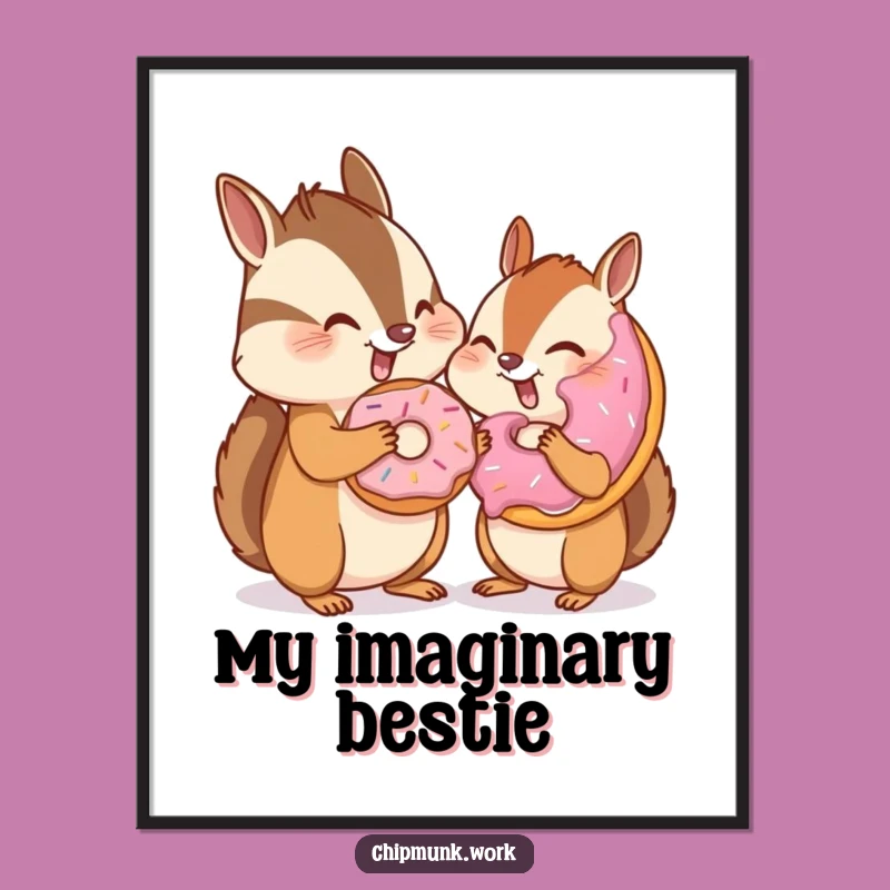Funny Chipmunk Donut Poster: Witty Invisible Friend Art for Whimsical Decor