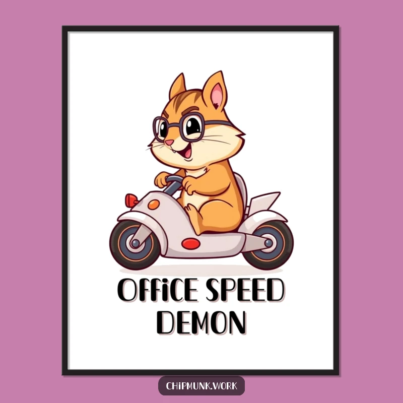 Funny Chipmunk Racer Poster: Hilarious Wall Art for Speed Enthusiasts