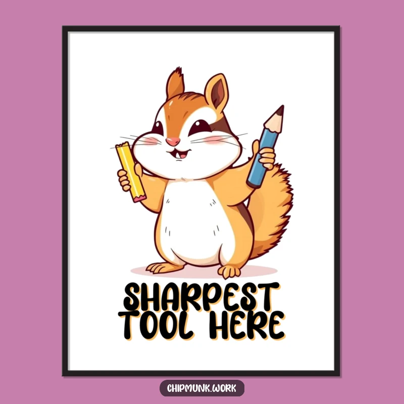 Funny Chipmunk Poster: Triumphant Pencil Holder, Victorious Rodent Art, Hilarious Funny Gift