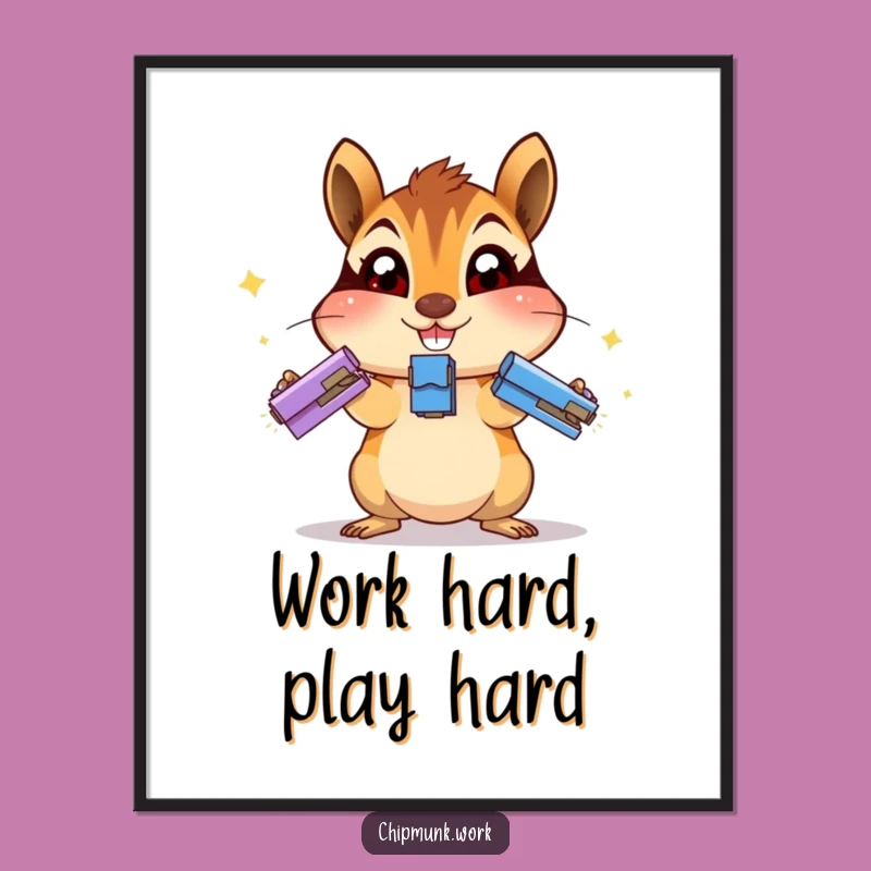 Funny Juggling Chipmunk Poster - Office Chaos Wall Art Gift