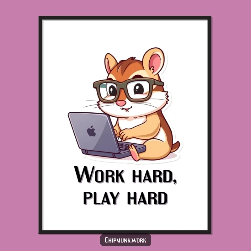 Funny Chipmunk Laptop Poster: Geeky Wall Art for Tech Lovers