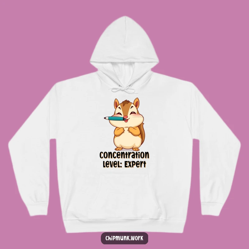 Cozy Funny Chipmunk Author Hoodie - Warm & Hilarious Pen Balancing