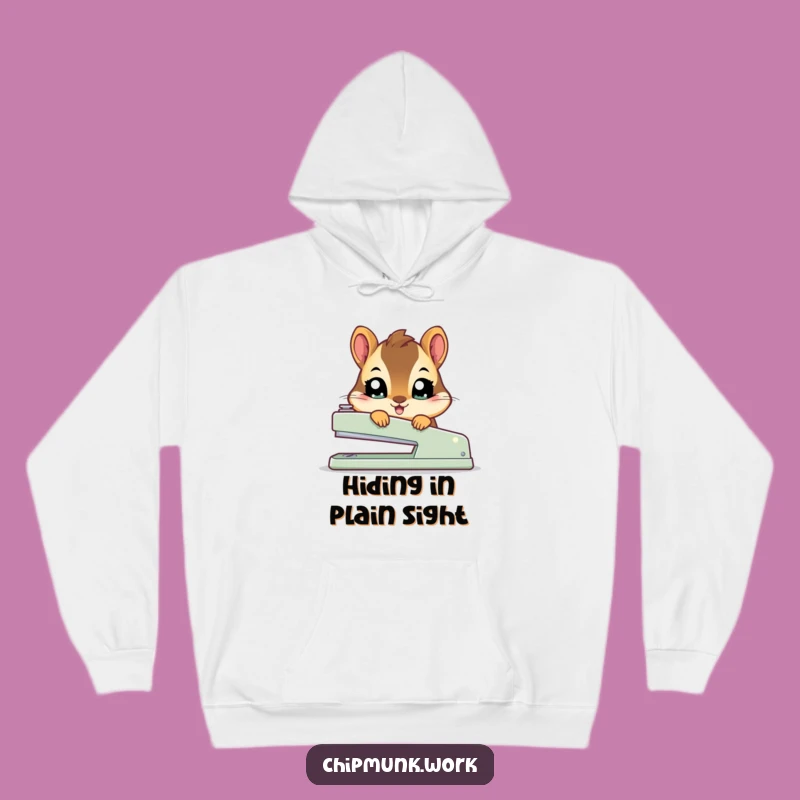 Cozy Funny Kawaii Chipmunk Stapler Hoodie - Warm & Adorably Humorous