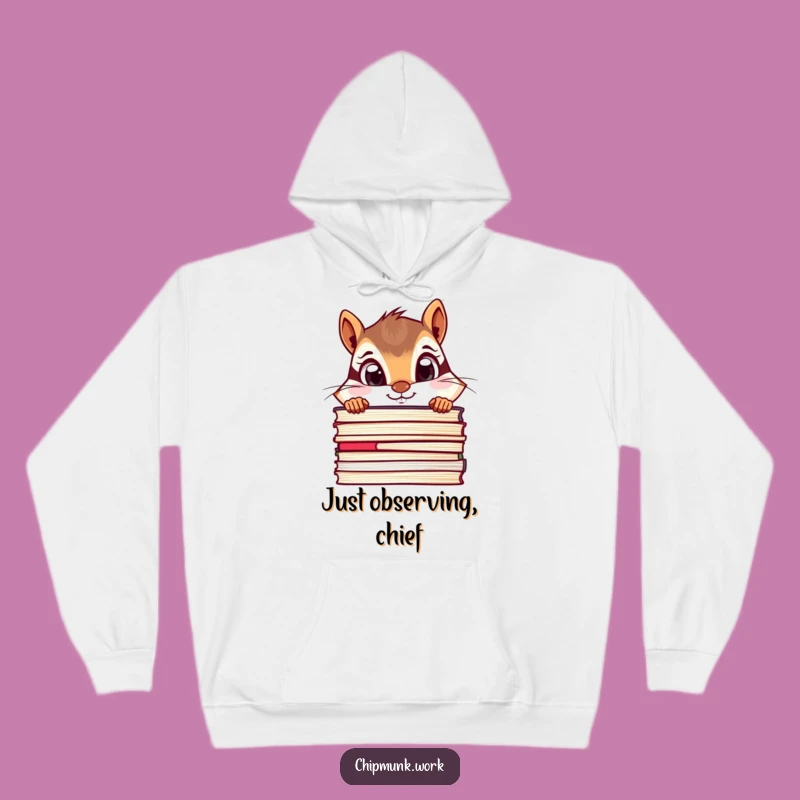 Cozy Funny Chipmunk Hoodie - Curious File Peeker