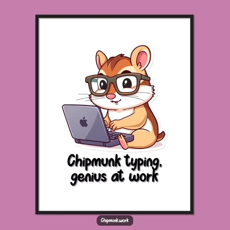 Funny Free Printable Wall Art: Chipmunk Laptop Genius - Quirky Downloadable Decor