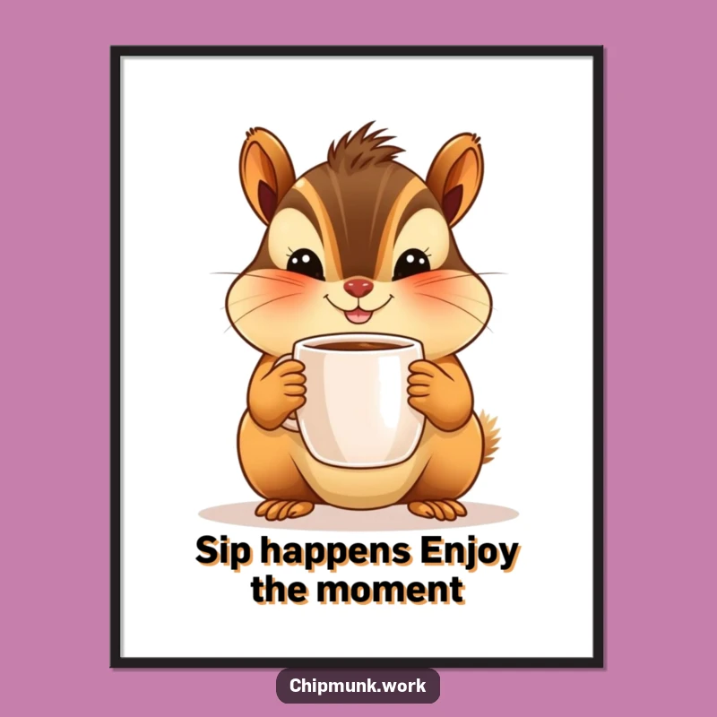 Free Printable Chipmunk Coffee Art: Funny Wall Decor Downloadable Gift for Coffee Addicts