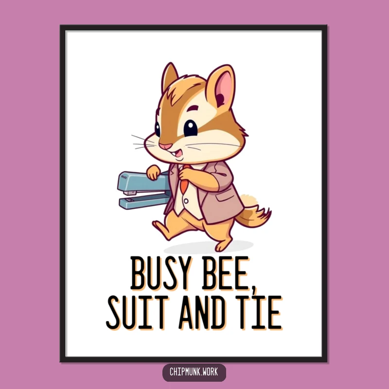 Free Printable Wall Art: Chipmunk Suit Stapler Dash Downloadable Decor