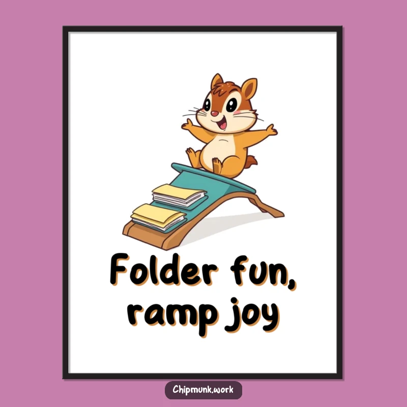 Free Printable Wall Art: Funny Chipmunk File Ramp - Quirky Downloadable Decor