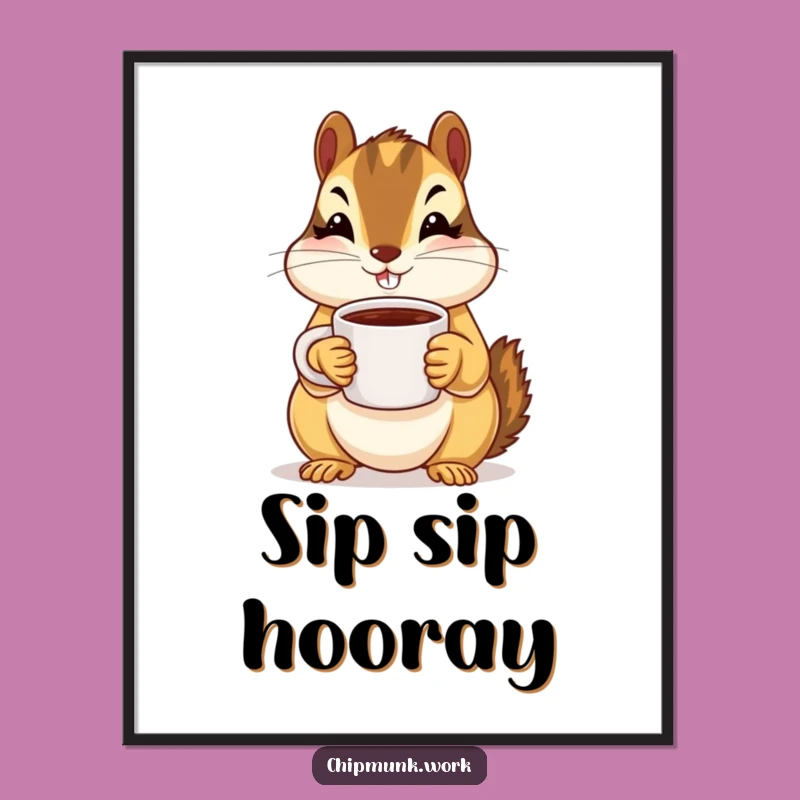 Funny Chipmunk Free Printable Wall Art: Coffee Break Companion Downloadable Decor!