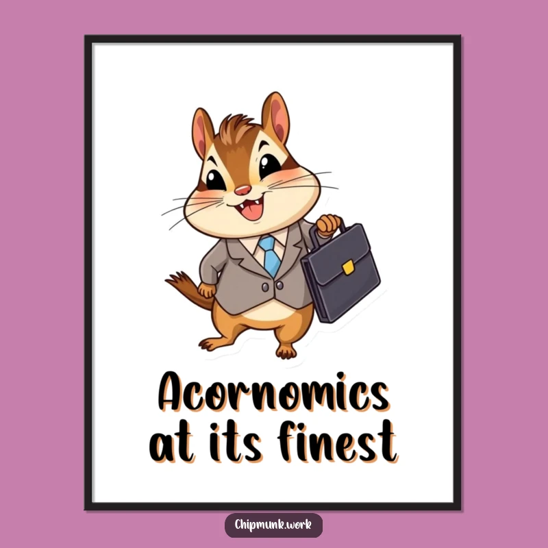 Funny Free Printable Wall Art: Business Chipmunk with Briefcase, Quirky Office Decor
