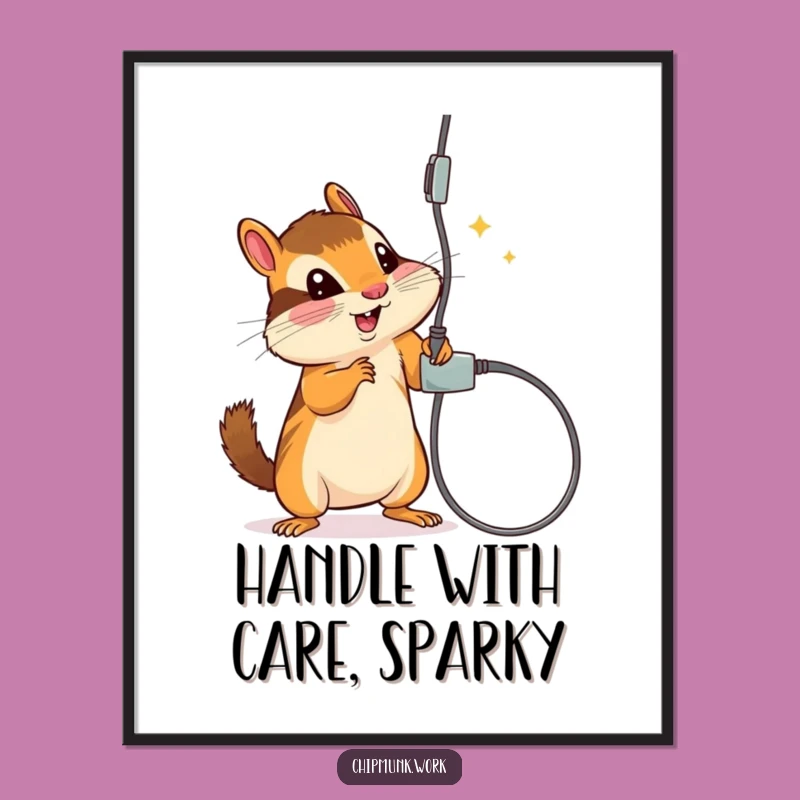 Funny Free Printable Wall Art: Chipmunk's Cord Fascination - Quirky Downloadable Decor!