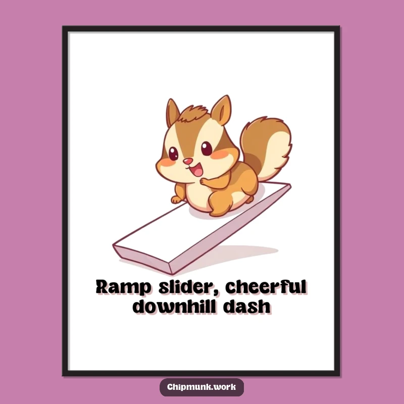 Funny Free Printable Wall Art: Chipmunk Slides Ramp - Cheerful Downloadable Decor