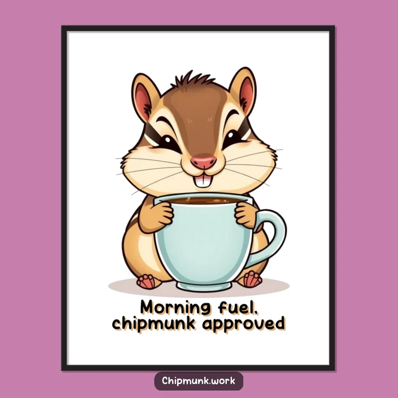 Funny Free Printable Wall Art: Goofy Coffee Chipmunk - Quirky Downloadable Decor!