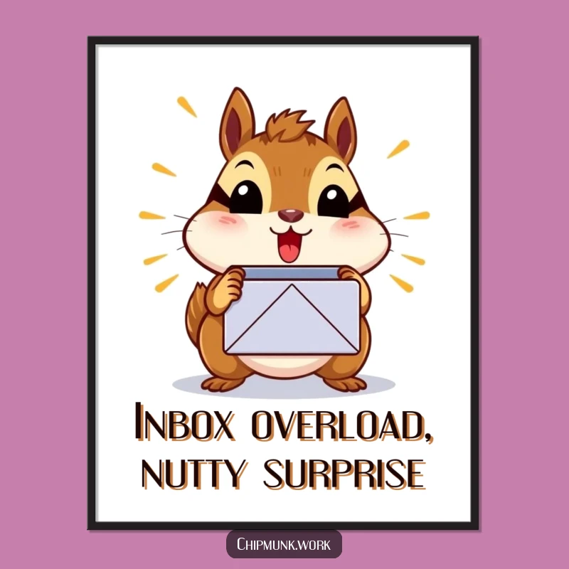 Funny Free Printable Wall Art: Surprised Chipmunk Inbox, Downloadable Decor