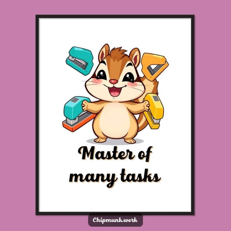 Free Printable Chipmunk Juggling Art: Funny Downloadable Wall Art for Office or Playroom