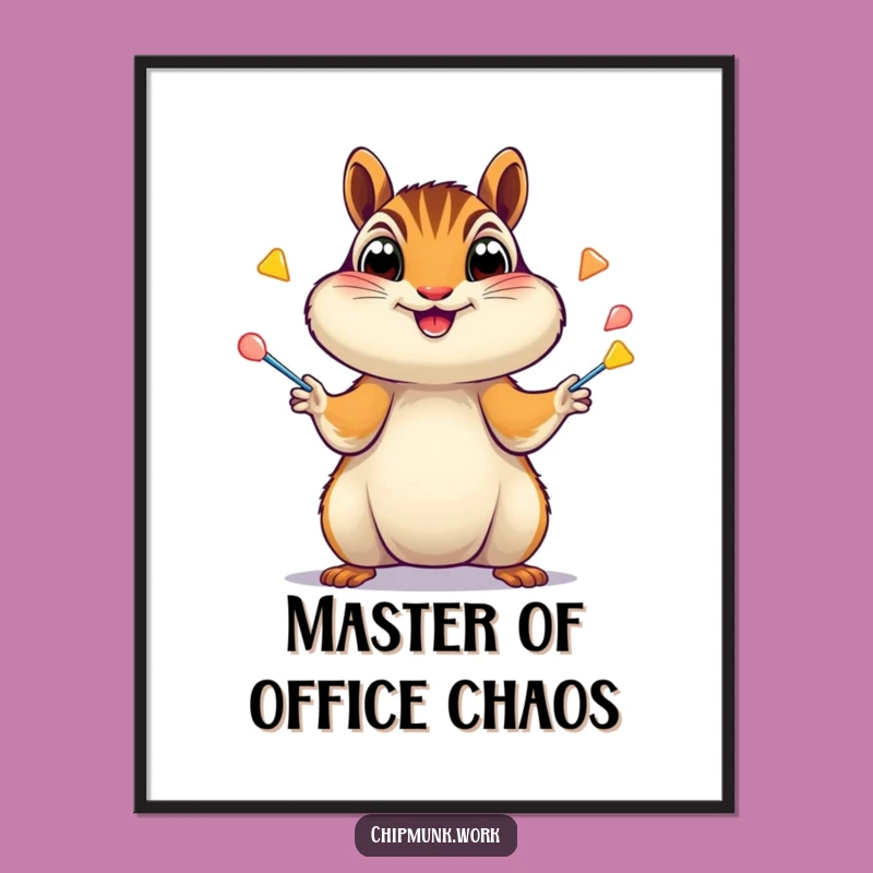 Free Printable Wall Art: Juggling Chipmunk Chaos - Funny Downloadable Decor