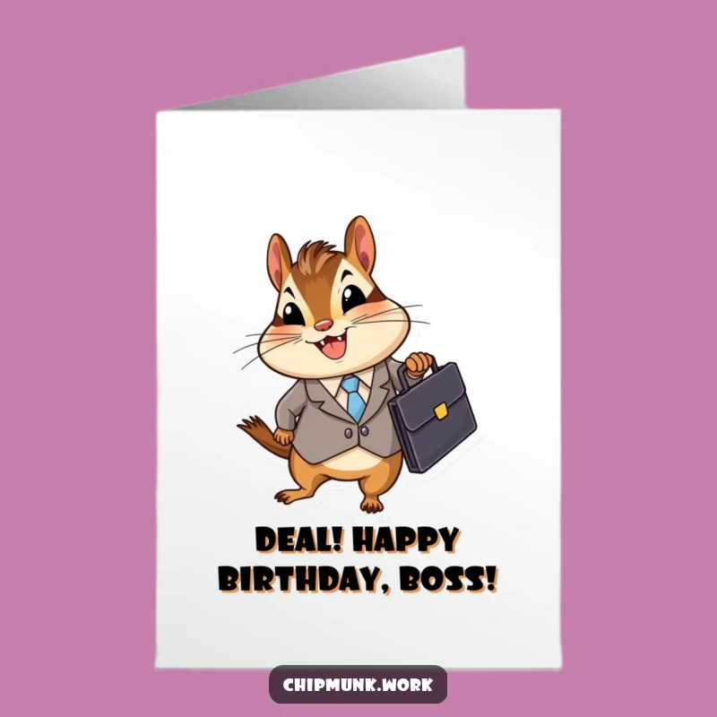 Free Printable Birthday Card: Business Chipmunk Ready for Deals, Funny Birthday Wishes